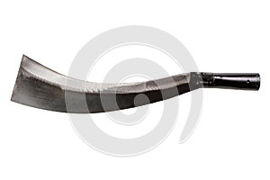 Curve Big knife handles and blades made of steel and coated black for prevent rust isolated on white background with clipping pat