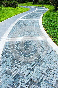 Curve brick path in garden
