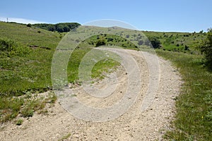 Curve dirt road in mountain of Nebrodi Park