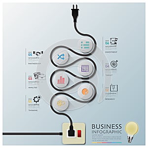 Curve Electric Wire Line Diagram Business Infographic