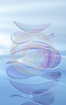 Curve glass with light illuminated, 3d rendering