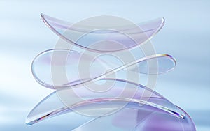 Curve glass with light illuminated, 3d rendering