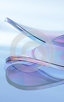 Curve glass with light illuminated, 3d rendering