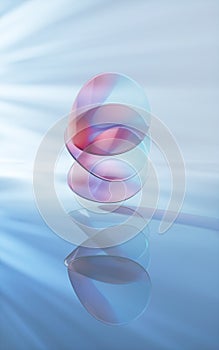 Curve glass with light illuminated, 3d rendering