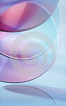 Curve glass with light illuminated, 3d rendering