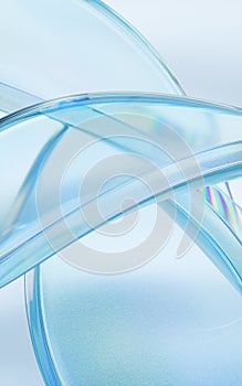 Curve glass with light illuminated, 3d rendering