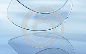 Curve glass with light illuminated, 3d rendering