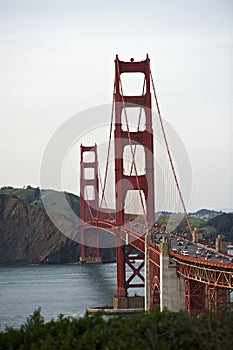 Curve of the Golden Gate Bridge view to Marin County