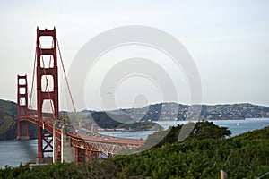 Curve of the Golden Gate Bridge view to Marin County