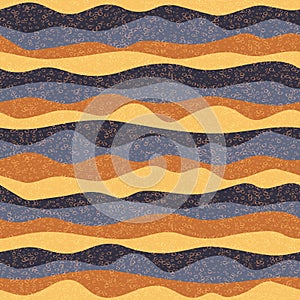 Curve multicolor wave stripes flow vector seamless pattern.