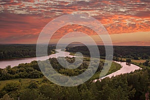 Curve of Nemunas River as seen from Merkine observation deck  Lithuania