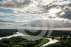 Curve of Nemunas River as seen from Merkine observation deck, Lithuania