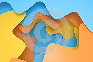Curve paper background, colorful background, 3d rendering