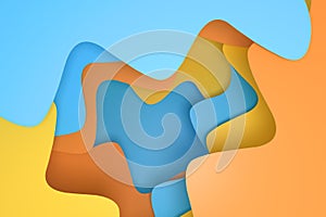 Curve paper background, colorful background, 3d rendering