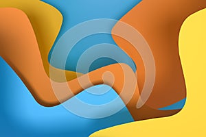 Curve paper background, colorful background, 3d rendering