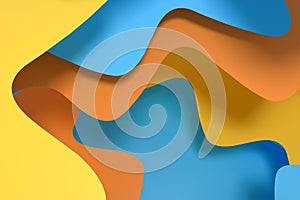 Curve paper background, colorful background, 3d rendering