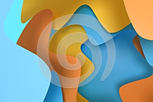 Curve paper background, colorful background, 3d rendering