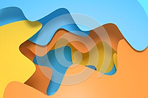 Curve paper background, colorful background, 3d rendering