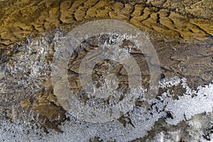 Curve of the patterned streambed and the ice crust in a spring