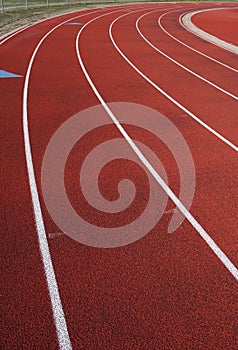 Curve of a red running track