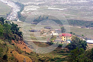 Curve of rice terraces in Tavan Village Sapa.