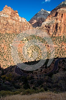 Curve of the road in the amazing Zion