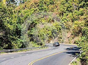 Curve road with the car