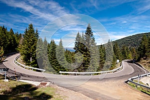 Curve on road N-260 on spanish pirineos photo