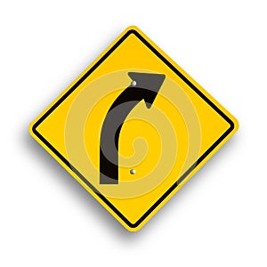 Curve sign isolated on white.