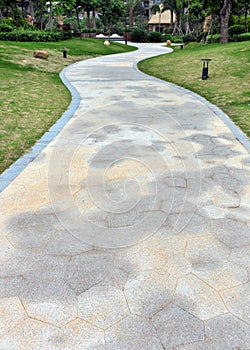 Curve stone path in garden