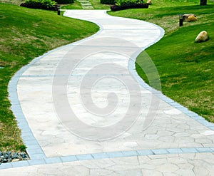 Curve stone path in garden