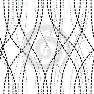 Curve wavy lines seamless pattern, vector repeat endless background, tangled stripes trendy tiling wallpaper motif. Usable for fa
