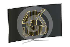 Curved 4K UltraHD TV, 3D rendering