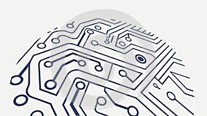 Curved Abstract Circuit Board, Dynamic Tech Design, vector design Generative AI