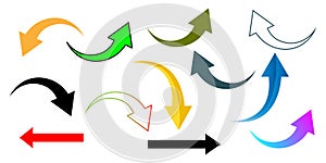 Curved Arrow Icons Set: Direction, Navigation, Flow Chart, UI UX Design Elements.