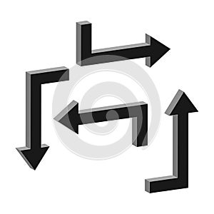 Curved arrow path. Directional flow symbol. Abstract pointer icon. Vector navigation element.