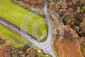 Curved bending road on the Wild Atlantic Way in Ireland.