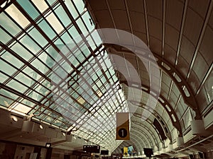 A curved building with glass roof