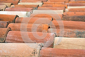 Curved clay tiles