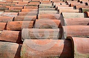 Curved clay tiles