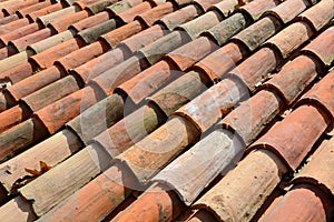 Curved clay tiles