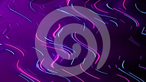 Curved colored lines of light in a wavy motion moving from bottom to top, dark background, abstract