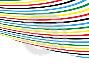 Curved colored lines on a white background.