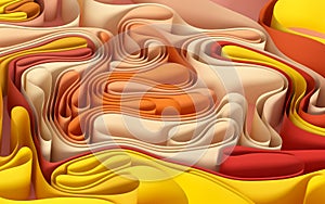 Curved colorful papers, 3d rendering