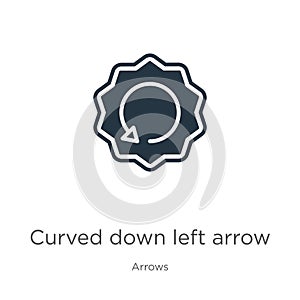 Curved down left arrow icon vector. Trendy flat curved down left arrow icon from arrows collection isolated on white background.