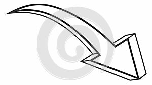 Curved Down Left Arrow Navigation Icon, vector design Generative AI