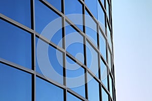 Curved exterior windows of a modern building