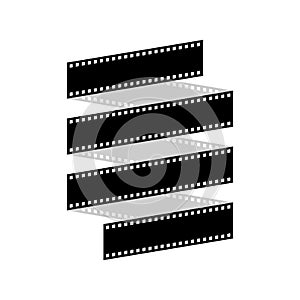 Curved film strip, element for cinema design. Movie and video symbol