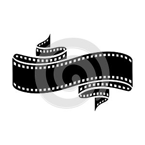 Curved film strip, element for cinema design. Movie and video symbol