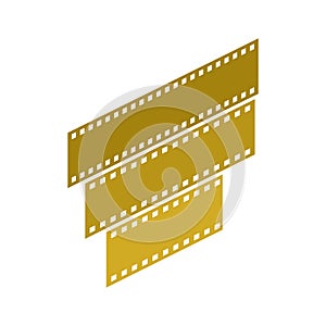 Curved film strip, element for cinema design. Movie and video symbol